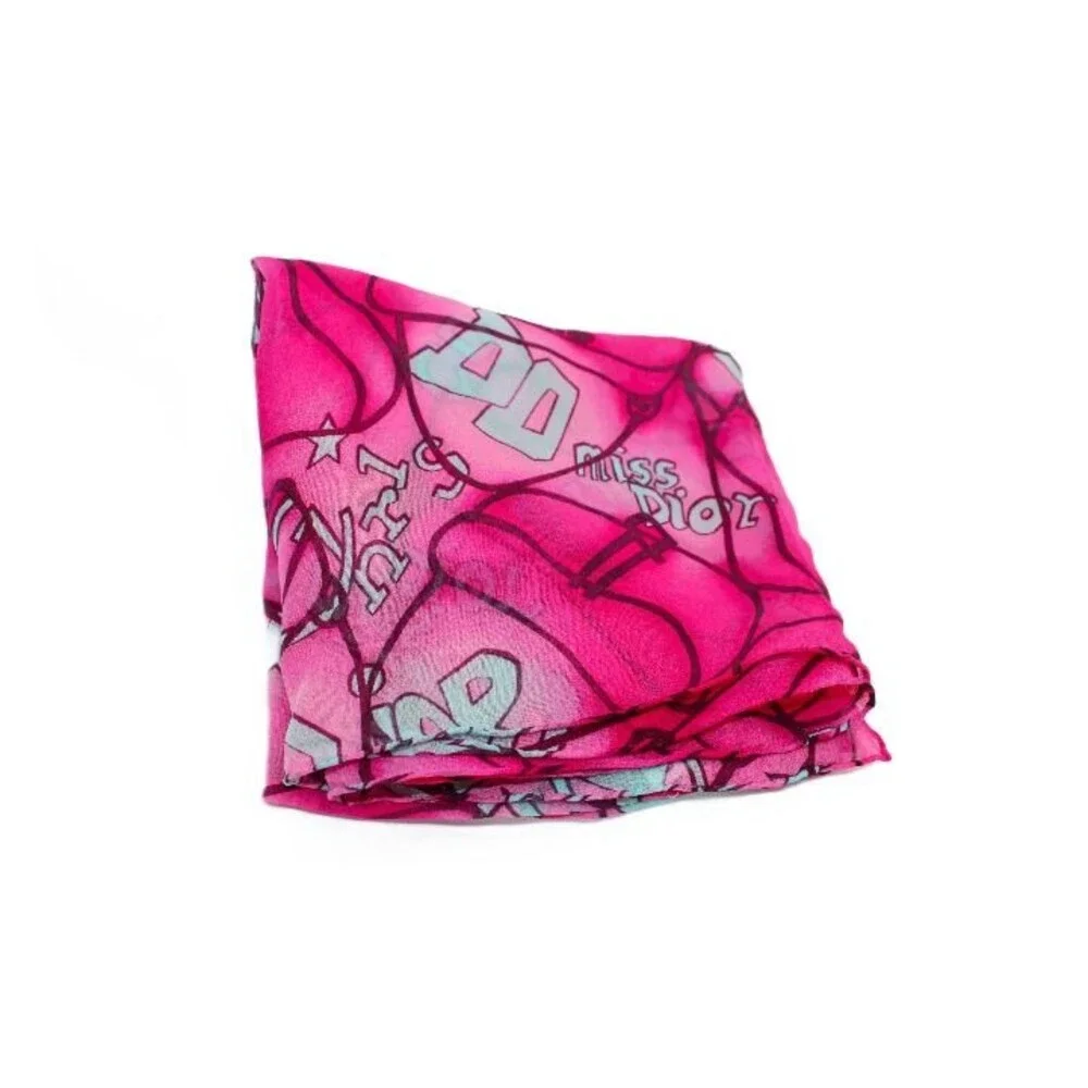 XRARE VTG Pink&Turqse Miss Dior Scarf by John Galliano Design-Classic Brandings!